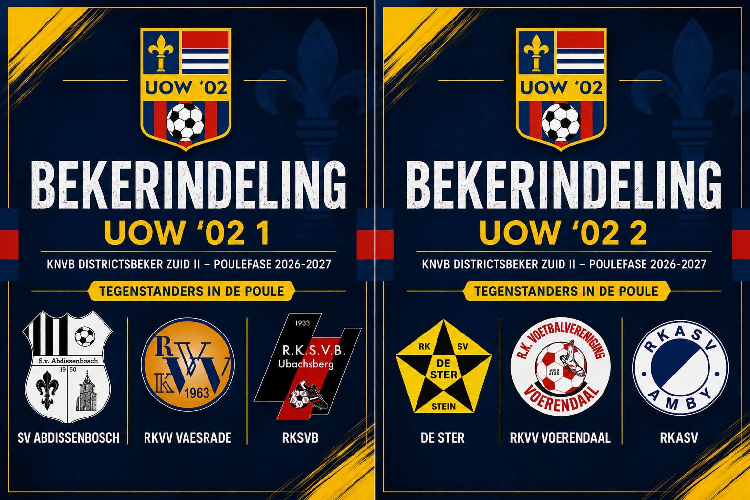 Bekerindelingen UOW ' 02 1 & UOW '02 2